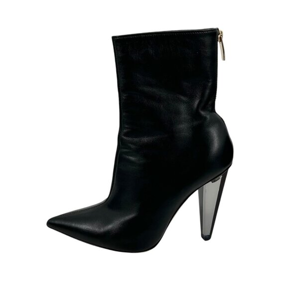 Gianvito Rossi Black Leather Lucite Heeled Pointed Toe Boots - Picture 4 of 15